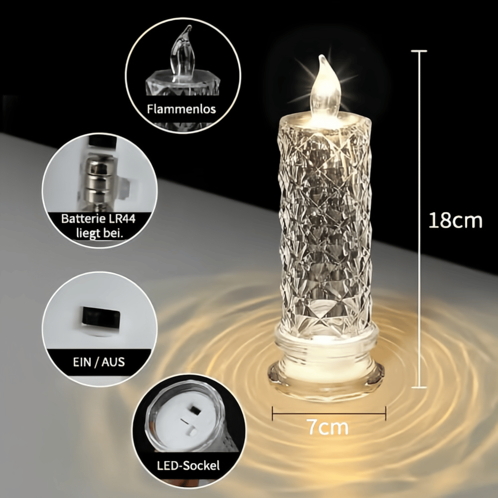 🔥Letzter Tag 50% Rabatt🎁Set mit 1 LED-Kristallkerzenleuchtern