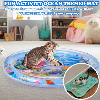 😻Wassermatte für Haustiere – interaktives Spielzeug mit schwimmenden Fischen + kühlende Sommermatte