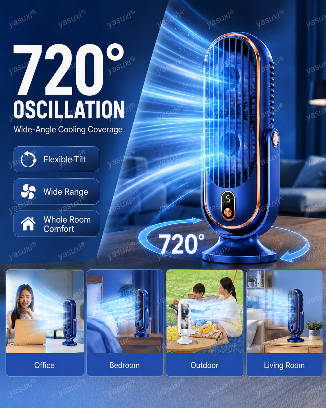 Tragbarer Tischventilator mit 5 Geschwindigkeitsstufen