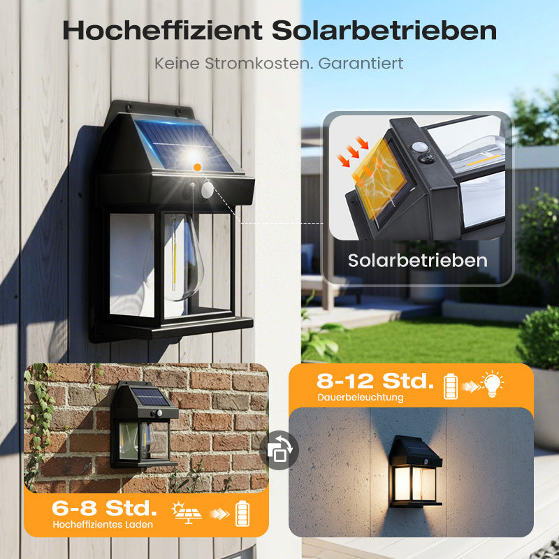 🐺✨ Bewegungs-Sensor Solar-Wandleuchte in Wolfram-Design – automatisch, wetterfest & energieautark. Perfekte Sicherheitsbeleuchtung für Garten und Eingang. 🌞🔋
