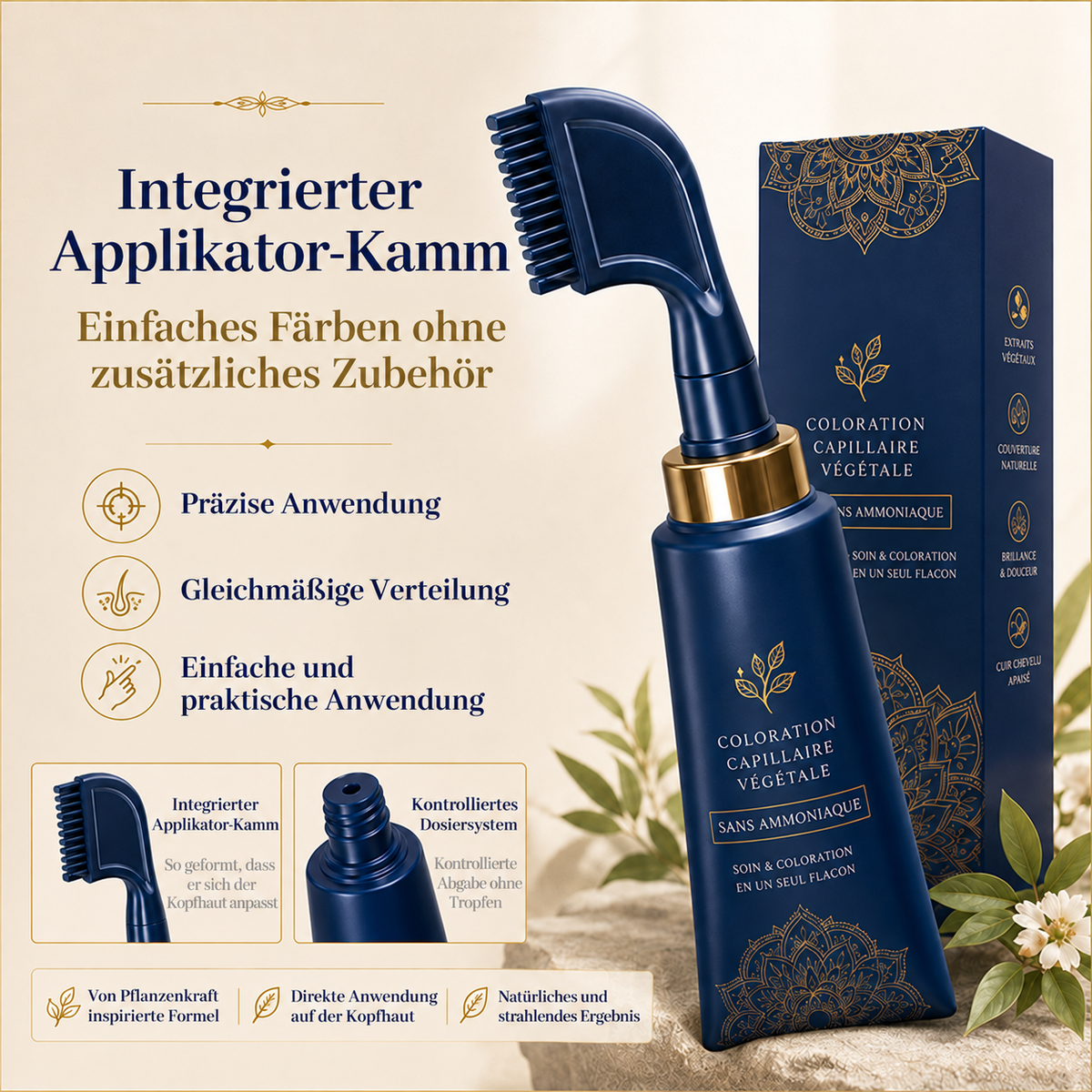⏳Nur für kurze Zeit – 50% RABATT⏰🌿 Natürliche Haarfarbe-Kamm für den Heimgebrauch