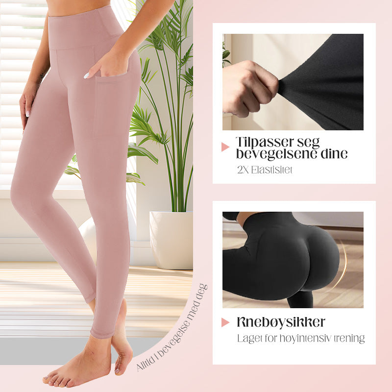 Yoga-Leggings mit hoher Taille, Verstärkung am Gesäß, Bauchkontrolle und Seitentasche