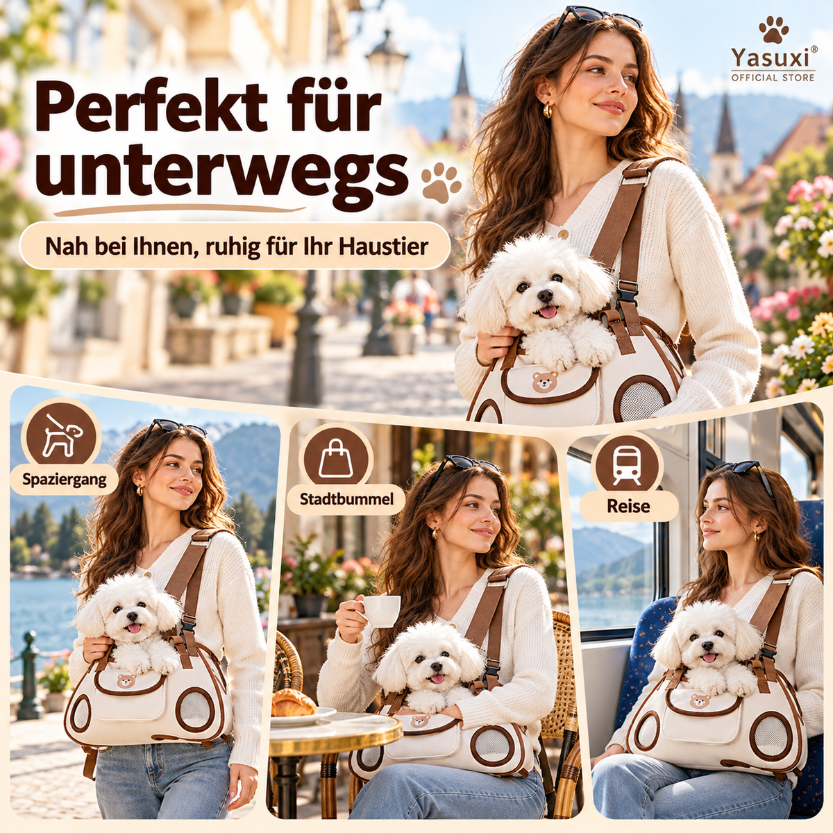 🐶 50 % RABATT 🐾 3-in-1 Haustier-Tragetasche – Atmungsaktiv, ergonomisch & bequem für kleine Hunde und Katzen