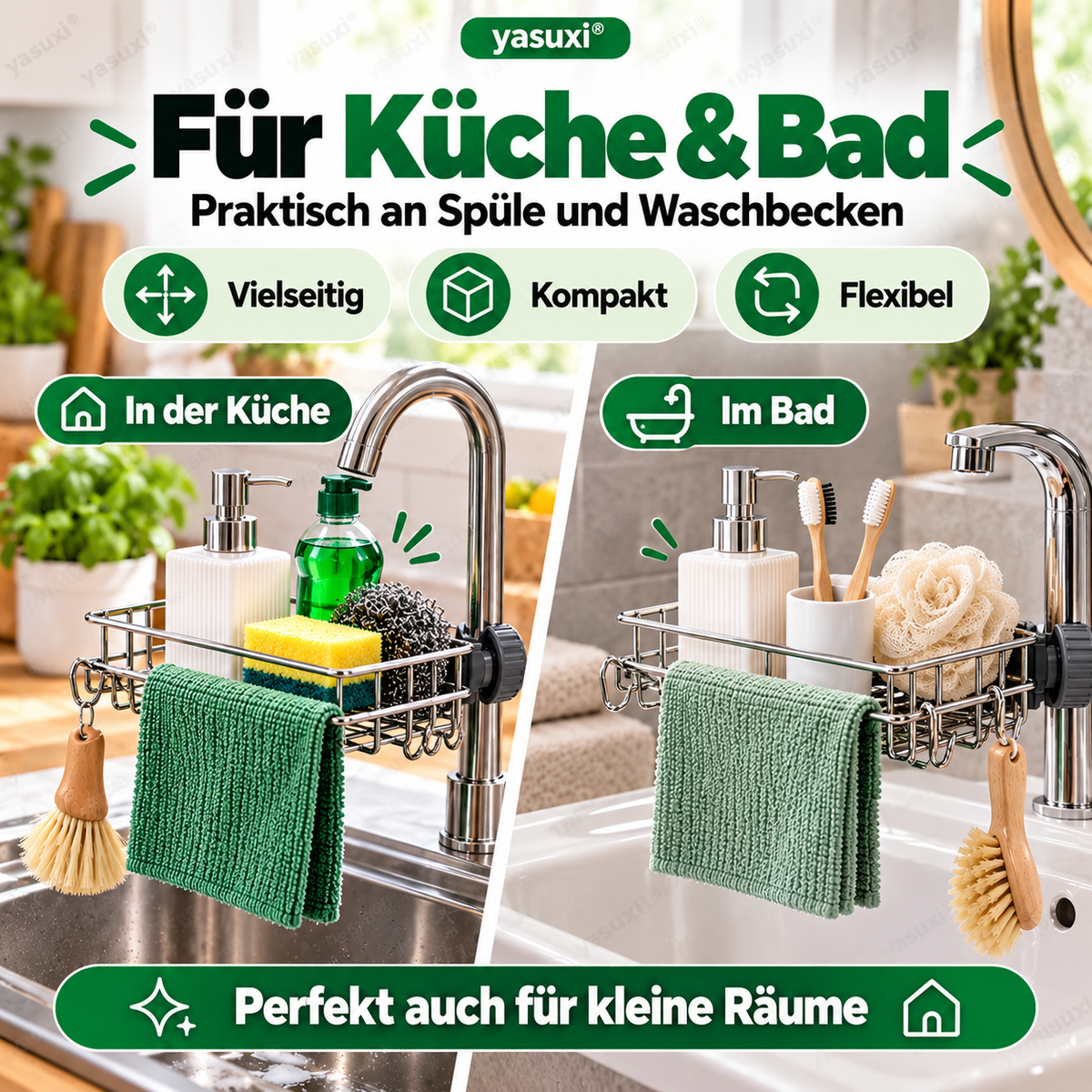 Aufbewahrungsregal aus Edelstahl für die Küchenspüle