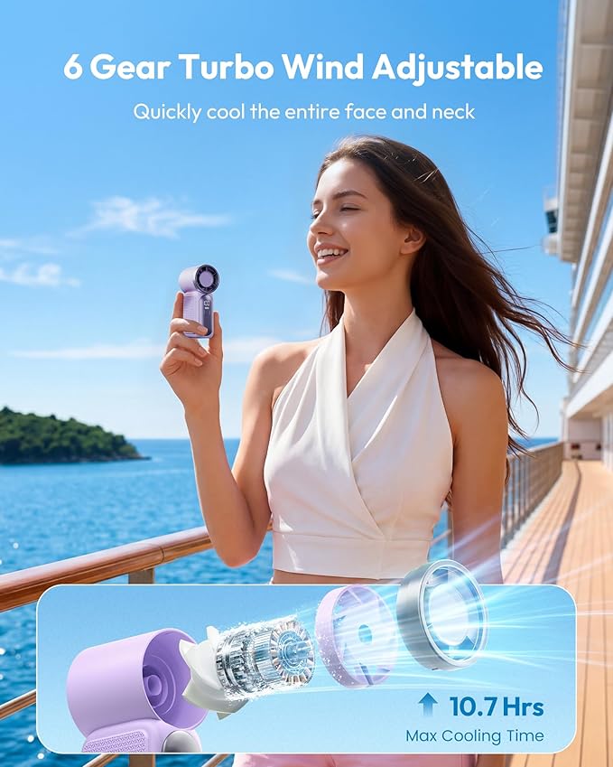 🌀Nur 15.99€ diesen Sommer!!!💨Mini-Handventilator mit LED-Anzeige –👍5-stufiger Turbo-Ventilator im Taschenformat.✨Über USB aufladbar, schnelle Kühlung für Reisen und beim Schminken. Das perfekte Geschenk.  Tragbare Kühlung
