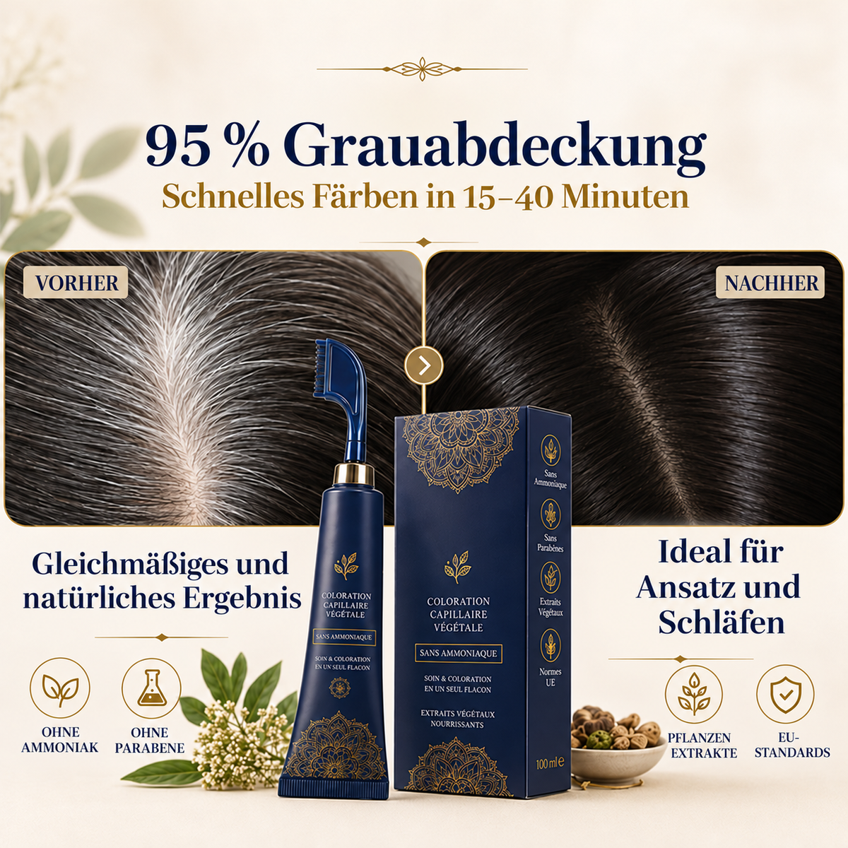 ⏳Nur für kurze Zeit – 50% RABATT⏰🌿 Natürliche Haarfarbe-Kamm für den Heimgebrauch