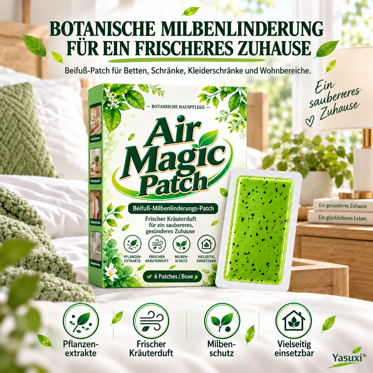 Langwirksames Pflaster gegen Befall durch Beifußmilben – 1 Packung (6 Pflaster)