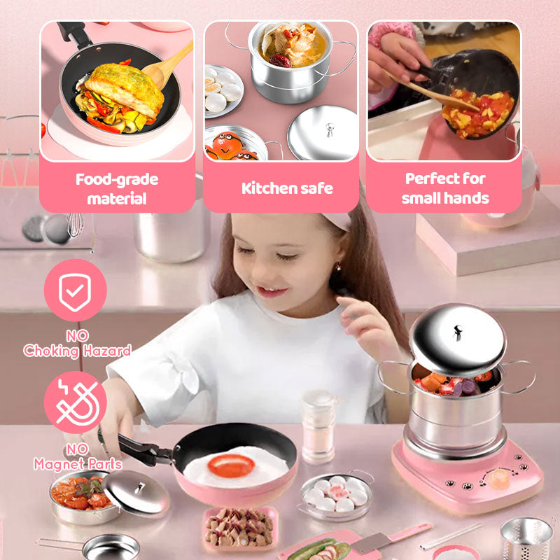 🎁[Das beste Geschenk für Kinder]🍳Kinder-Kochset „Real Cooking Mini Kitchen Toys“ – 22-teiliges Set
