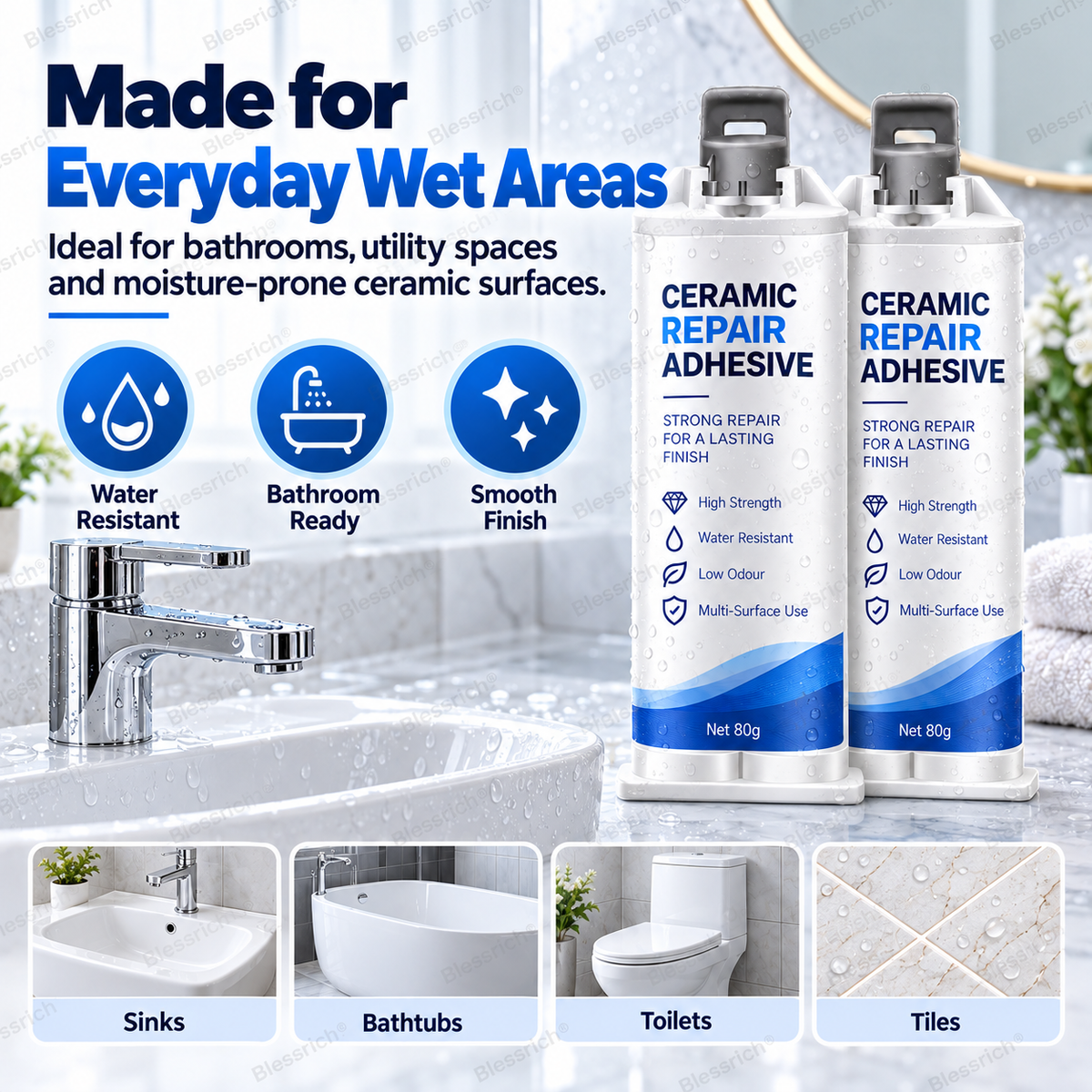 ✨ Verleihen Sie beschädigten Oberflächen ein zweites Leben! 🛠️ Keramik-Reparaturpaste für Toiletten, Waschbecken, Badewannen, Fliesen und Marmor 🚽🚰🛁