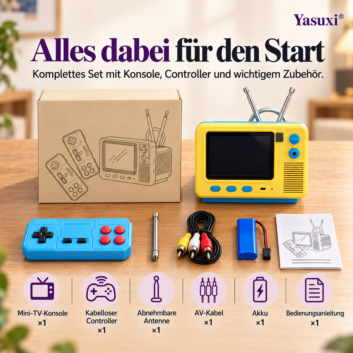 Klassische Retro-Mini-TV-Handheld-Spielkonsole GV300S – Nostalgische kabellose Konsole mit TF-Karten-Version