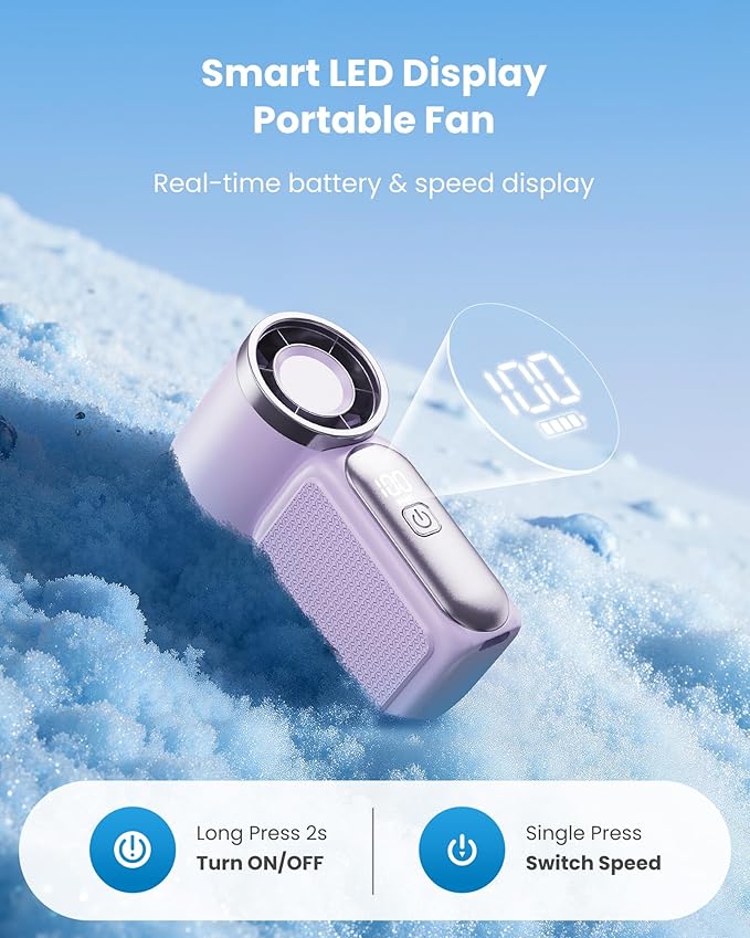 🌀Nur 15.99€ diesen Sommer!!!💨Mini-Handventilator mit LED-Anzeige –👍5-stufiger Turbo-Ventilator im Taschenformat.✨Über USB aufladbar, schnelle Kühlung für Reisen und beim Schminken. Das perfekte Geschenk.  Tragbare Kühlung