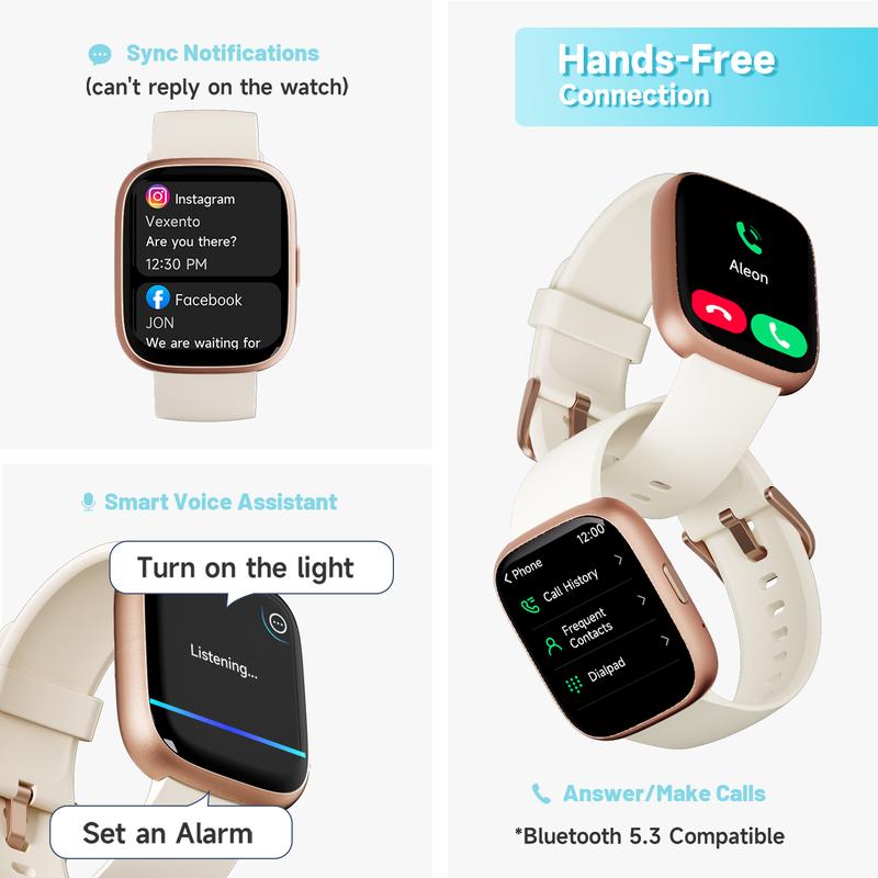 Smartwatch für Frauen und Männer, Fitness-Tracker mit Anrufannahme/-tätigung, Fitnessuhr mit Schlaf-Tracker/100 Sportarten/IP68 wasserdichtem Schrittzähler