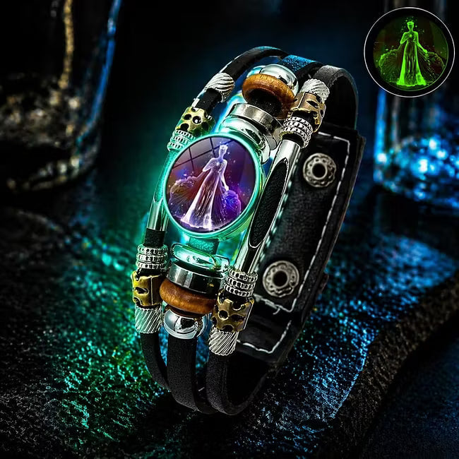 💥Last-Minute-Angebot – 57 % Rabatt ☪️Im Dunkeln leuchtendes Lederarmband mit Sternzeichen für Männer und Frauen (6,9/8,1 Zoll)♑️