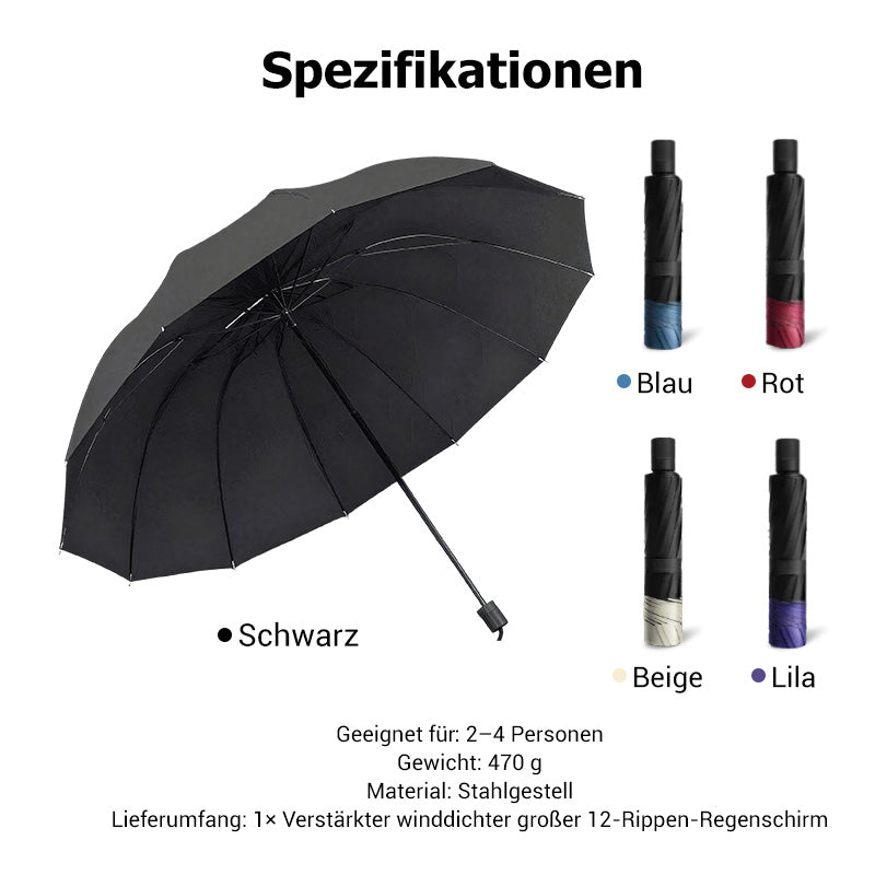 🌂55% Rabatt🔥Großer faltbarer Regenschirm mit 12 windfesten Speiche