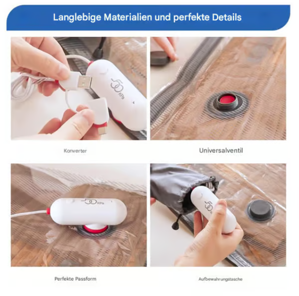🧳 51 % RABATT – HEISSES ANGEBOT! ⚡ 6er-Pack Kompressionsbeutel für USB-Elektrostaubsauger – platzsparende Aufbewahrung, luftdicht verschließbar, wiederverwendbar und langlebig 🌀