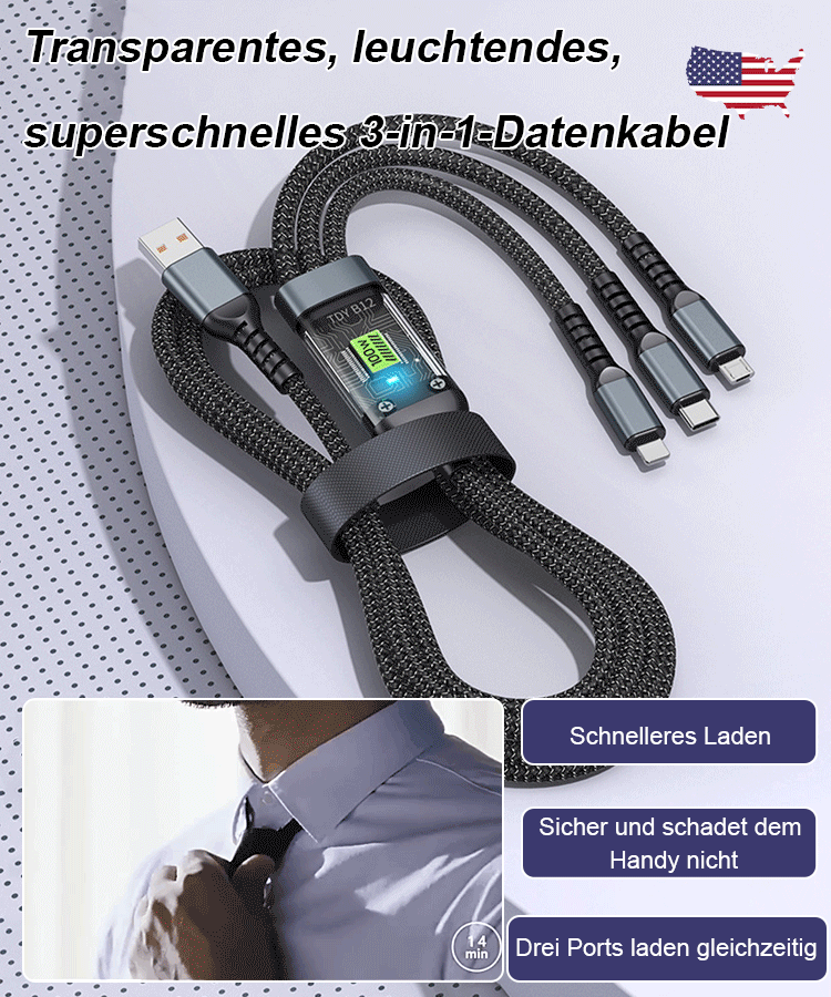 120W 3-in-1-Schnellladekabel