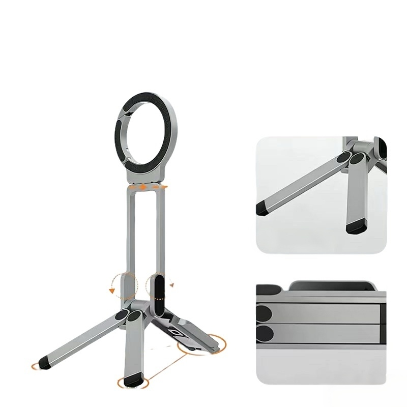 Magnetischer Telefonständer , MA38 Tragbarer Telefonhalter Mini-Stativ für Magsafe mit doppelseitigem starkem Magneten 1/4'' Arri-Positionierungsloch Klappbarer Haken