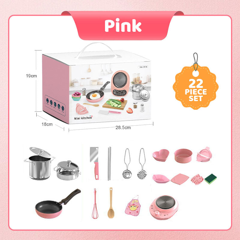 🎁[Das beste Geschenk für Kinder]🍳Kinder-Kochset „Real Cooking Mini Kitchen Toys“ – 22-teiliges Set