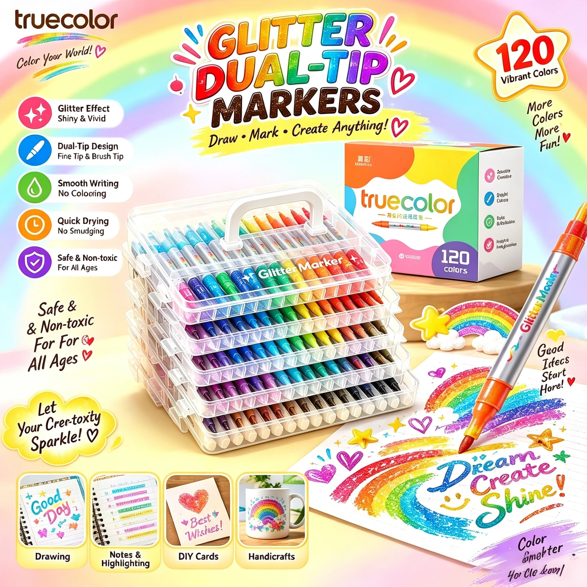 🏆Magic Glitter Outline Markers✨Zweifarbige Kunststifte mit zwei Spitzen