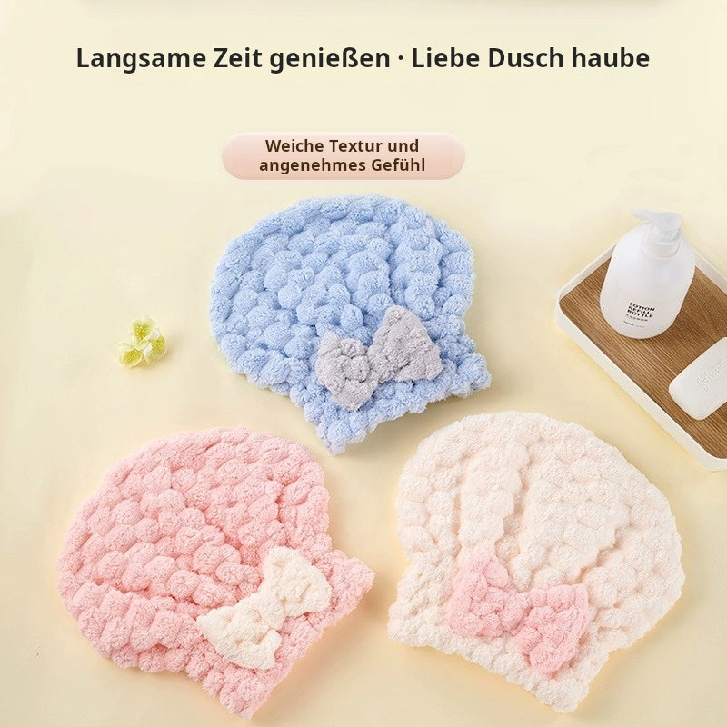 Schnell trocknende Föhn-Badekappe aus Fleece – Neues Prinzessinnen-Design mit Schleife