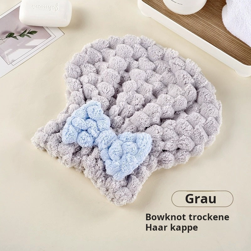 Schnell trocknende Föhn-Badekappe aus Fleece – Neues Prinzessinnen-Design mit Schleife