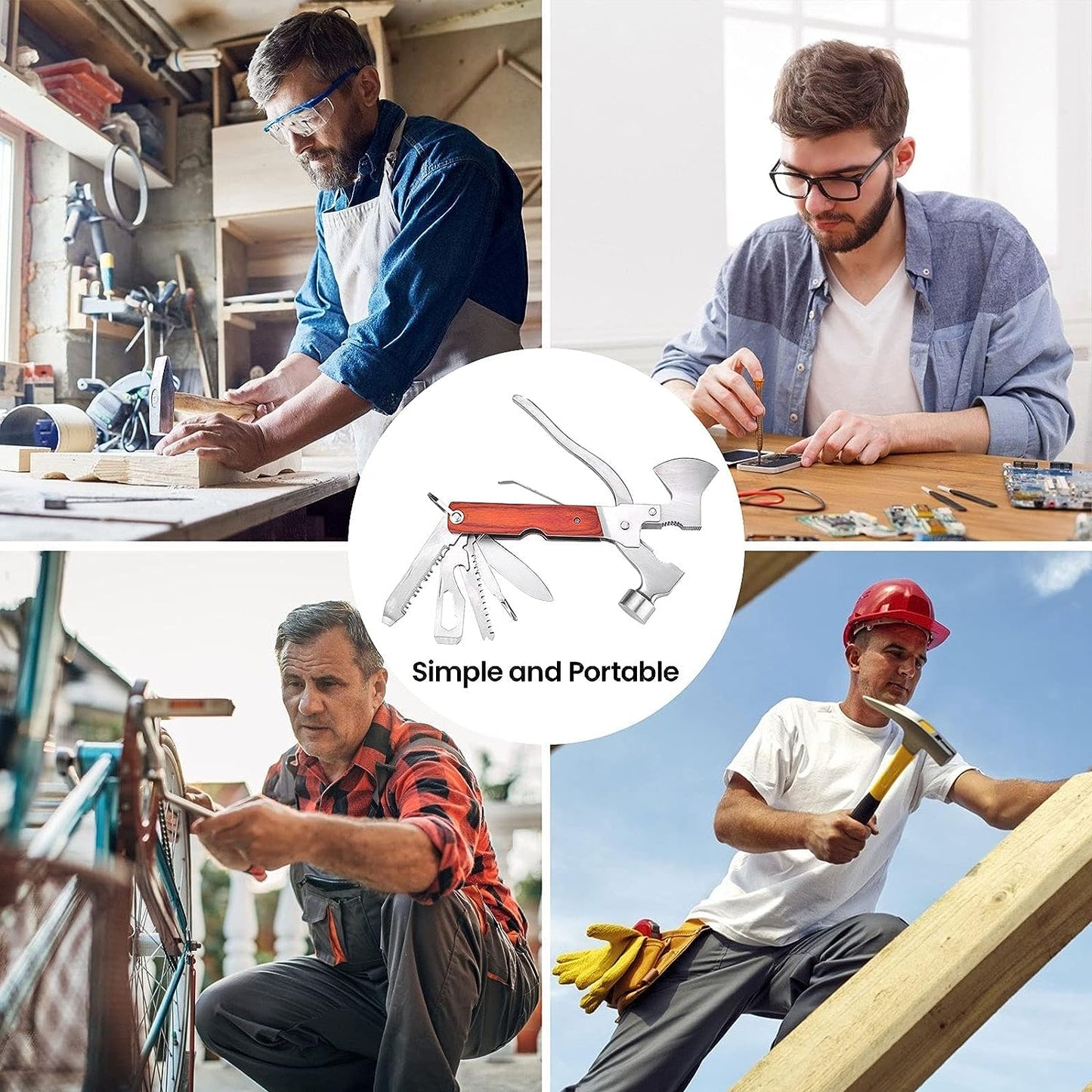 16in-1 Tragbares multifunktionales Klauenhammer-Werkzeug für Fahrzeug Haushalt Wandern