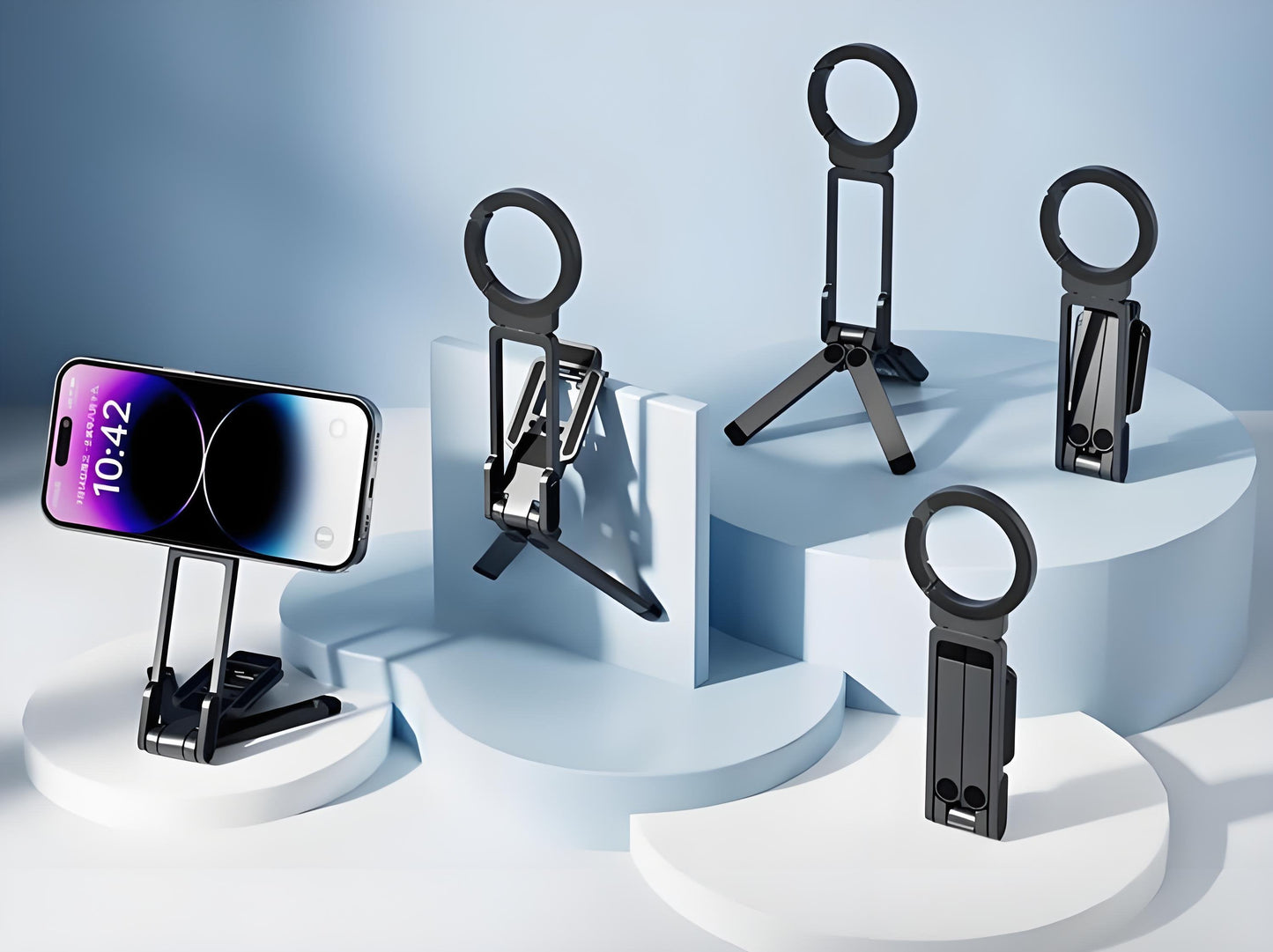 Magnetischer Telefonständer , MA38 Tragbarer Telefonhalter Mini-Stativ für Magsafe mit doppelseitigem starkem Magneten 1/4'' Arri-Positionierungsloch Klappbarer Haken