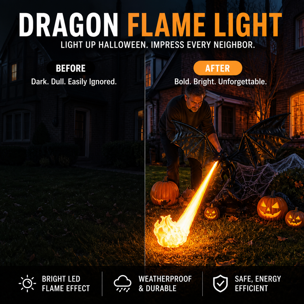 🐉 PROMO-BLITZ: 60% RABATT! 🔥 Drachenflammen-Dekoration – Seiden-PLA – Realistischer Flammeneffekt für Bücherregal & Halloween-Deko 🎃