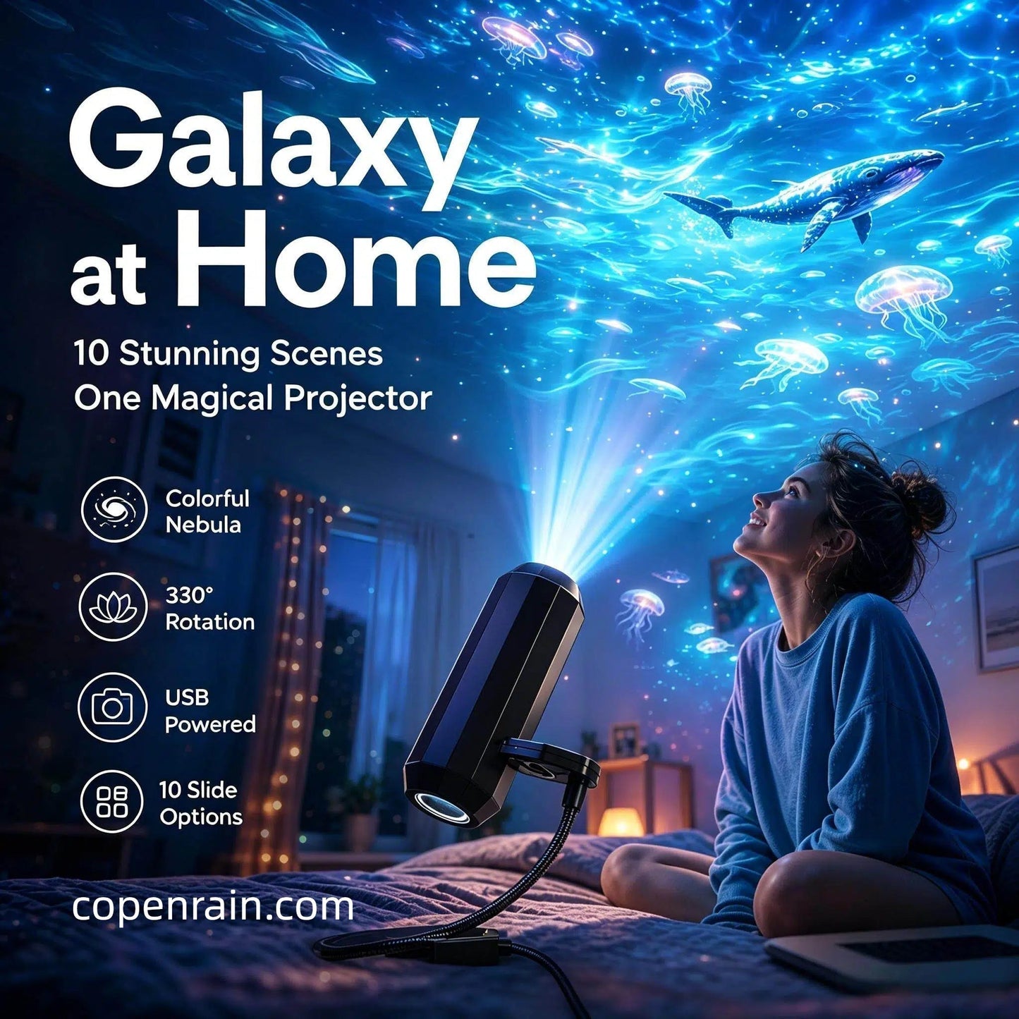 🌌 Plug-and-Play-USB-Projektor – Galaxie & Ozean in HD – Über 50.000 begeisterte Nutzer – Sofortige magische Atmosphäre ✨
