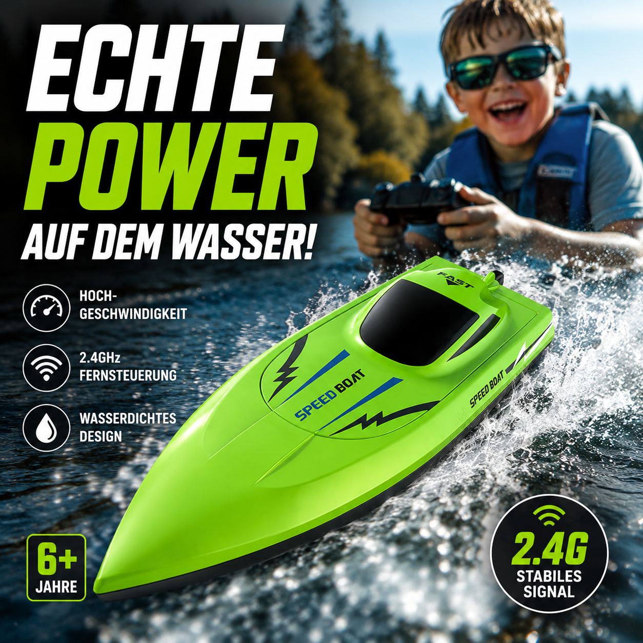 🎮 🚢HALBER PREIS! 2.4G High-Speed RC-Rennboot mit Dual-Motoren 🌊 ⚡ –50% RABATT（Angebot des Tages）