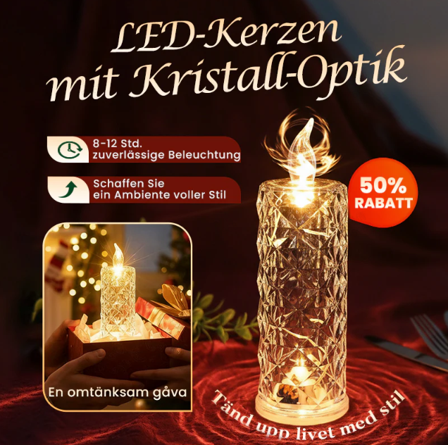 🔥Letzter Tag 50% Rabatt🎁Set mit 1 LED-Kristallkerzenleuchtern