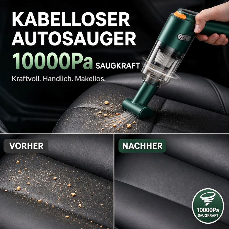 🔥🚗 Leistungsstarkes Akku-Staubsauger-Set für Autos – kabellos, kompakt & praktisch für die schnelle Fahrzeugreinigung ✨