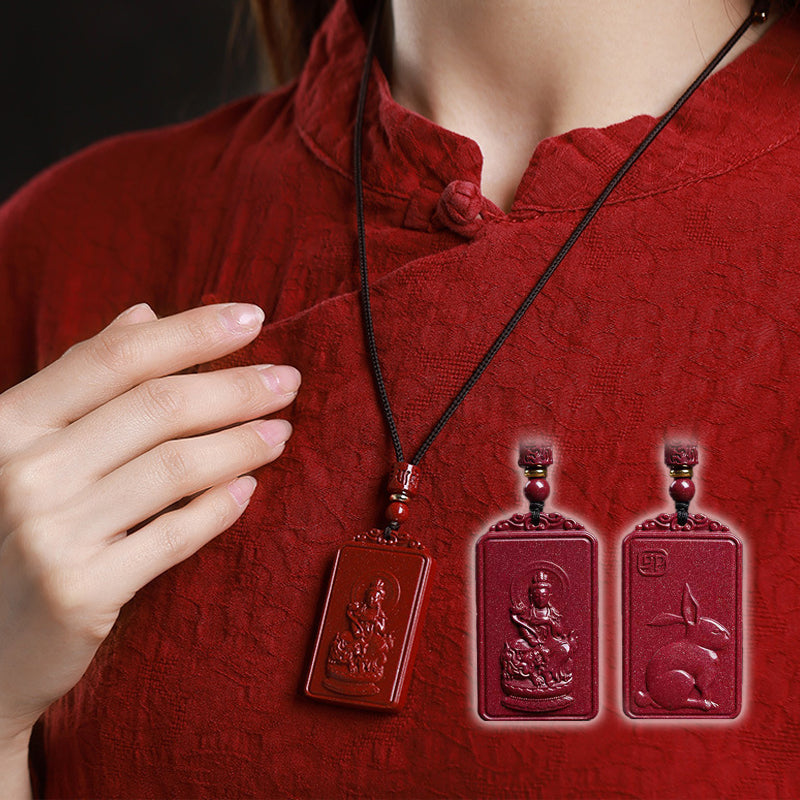 Chinesisches Tierkreiszeichen und Schutzgeist Zinnober-Anhänger