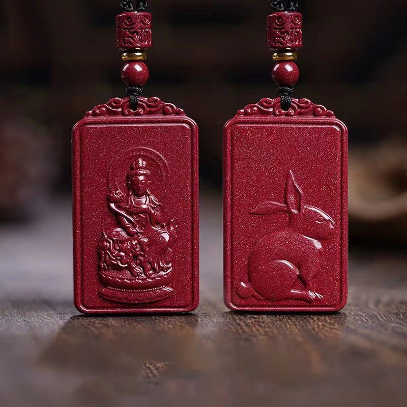 Chinesisches Tierkreiszeichen und Schutzgeist Zinnober-Anhänger