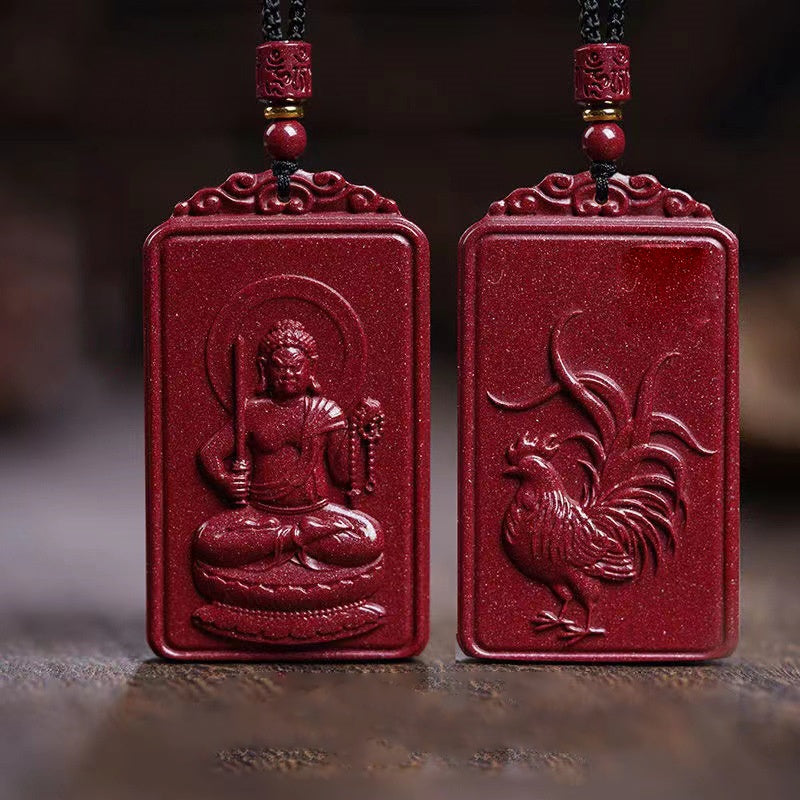 Chinesisches Tierkreiszeichen und Schutzgeist Zinnober-Anhänger