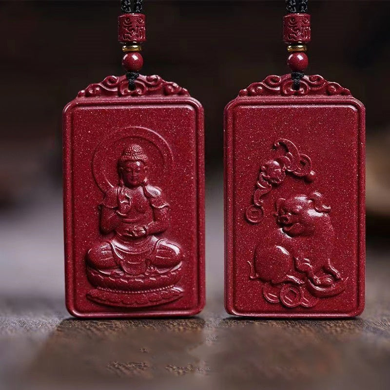 Chinesisches Tierkreiszeichen und Schutzgeist Zinnober-Anhänger