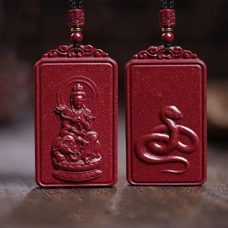 Chinesisches Tierkreiszeichen und Schutzgeist Zinnober-Anhänger