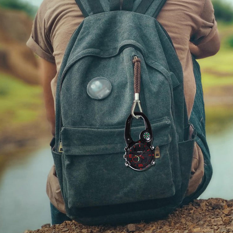 Karabineruhr mit rundem Bildschirm und Kompass für den Außenbereich