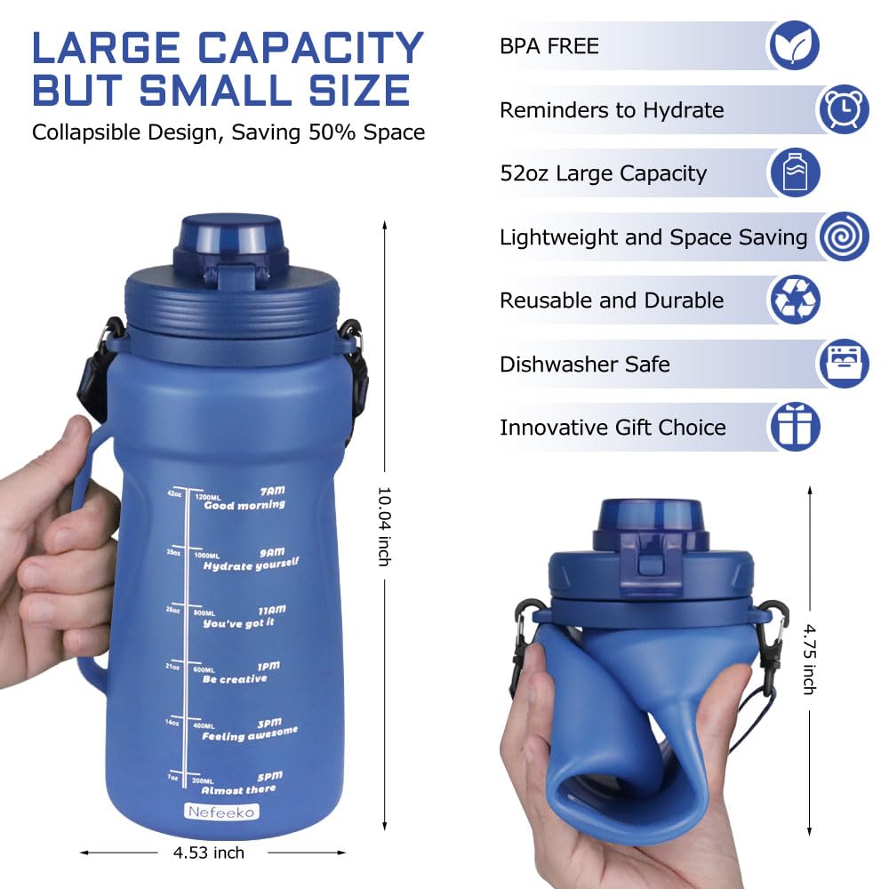 Silicone foldable anti drop sports portable water bottle