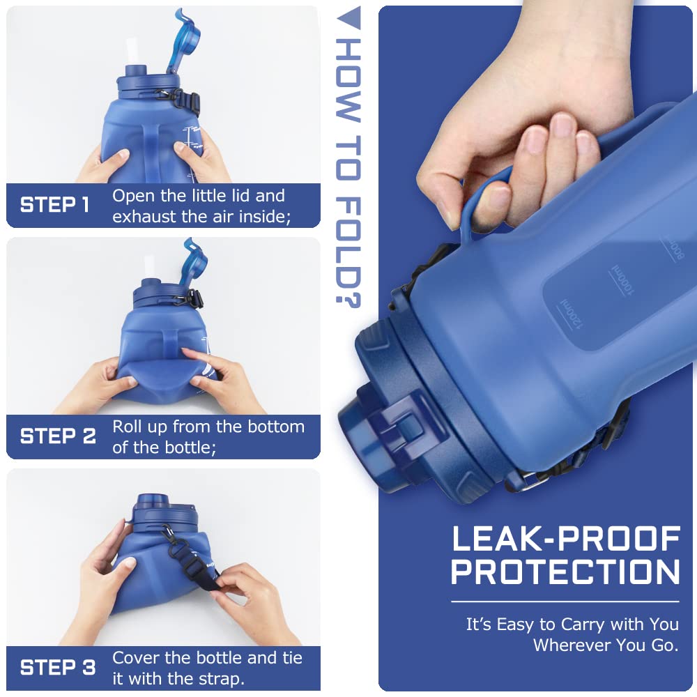 Silicone foldable anti drop sports portable water bottle