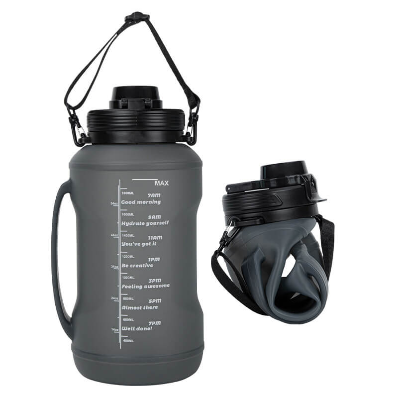 Silicone foldable anti drop sports portable water bottle
