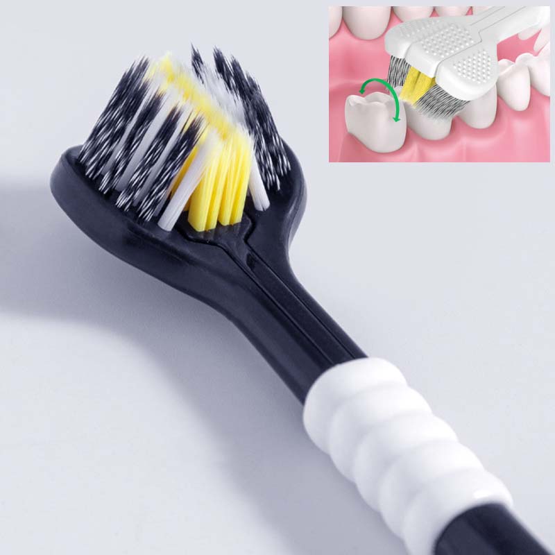 Dreiseitige Zahnbürste mit weichen Borsten