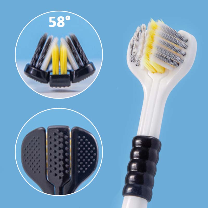 Dreiseitige Zahnbürste mit weichen Borsten