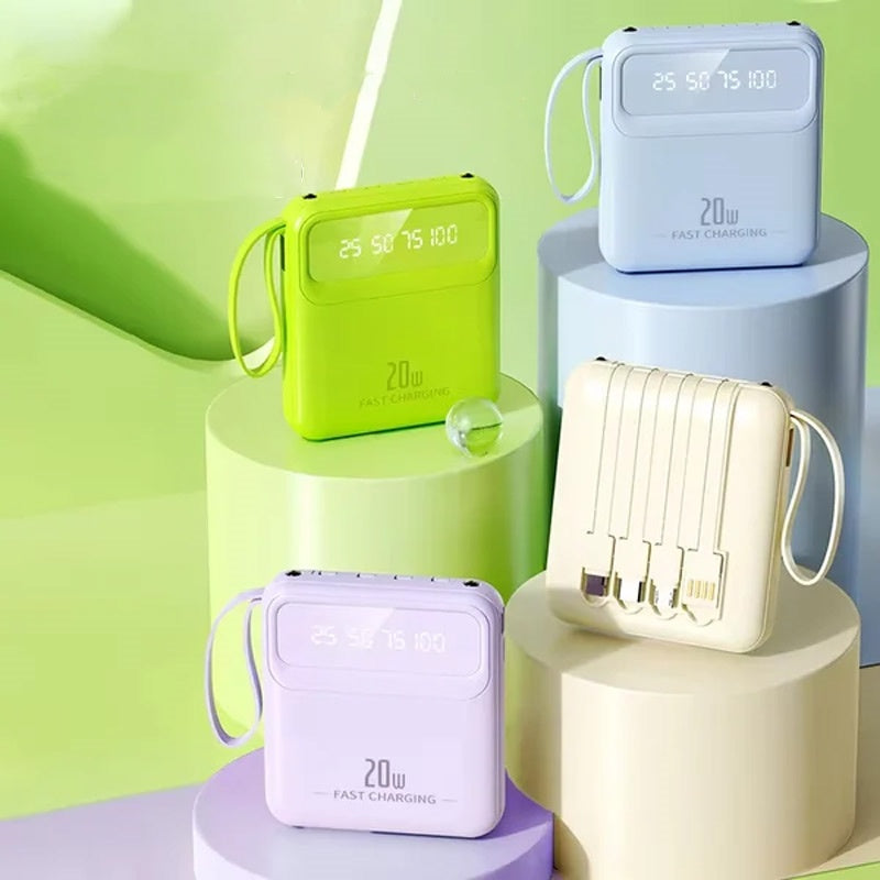 20000mAh tragbares Ladegerät mit 4 eingebauten Kabeln