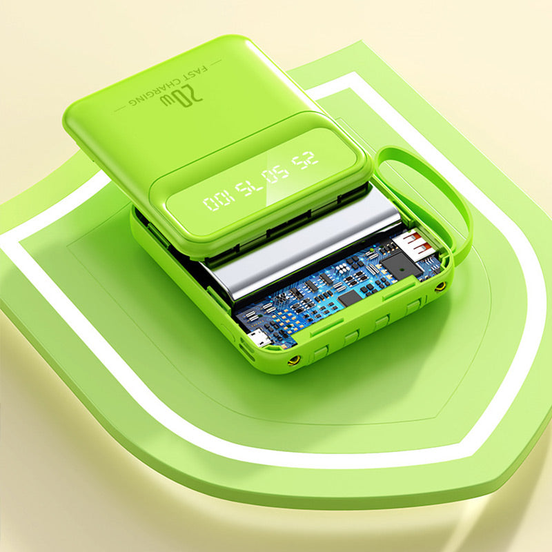 20000mAh tragbares Ladegerät mit 4 eingebauten Kabeln