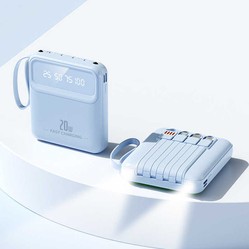 20000mAh tragbares Ladegerät mit 4 eingebauten Kabeln