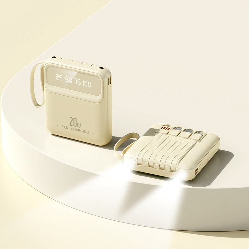 20000mAh tragbares Ladegerät mit 4 eingebauten Kabeln