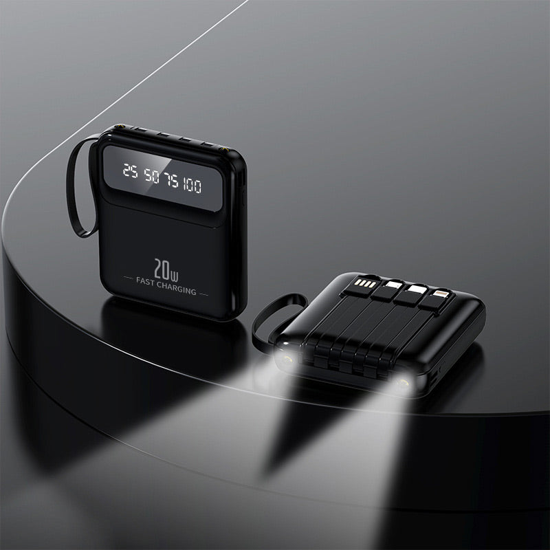 20000mAh tragbares Ladegerät mit 4 eingebauten Kabeln