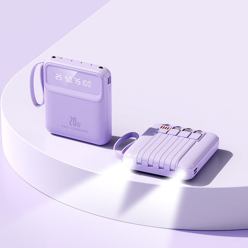 20000mAh tragbares Ladegerät mit 4 eingebauten Kabeln