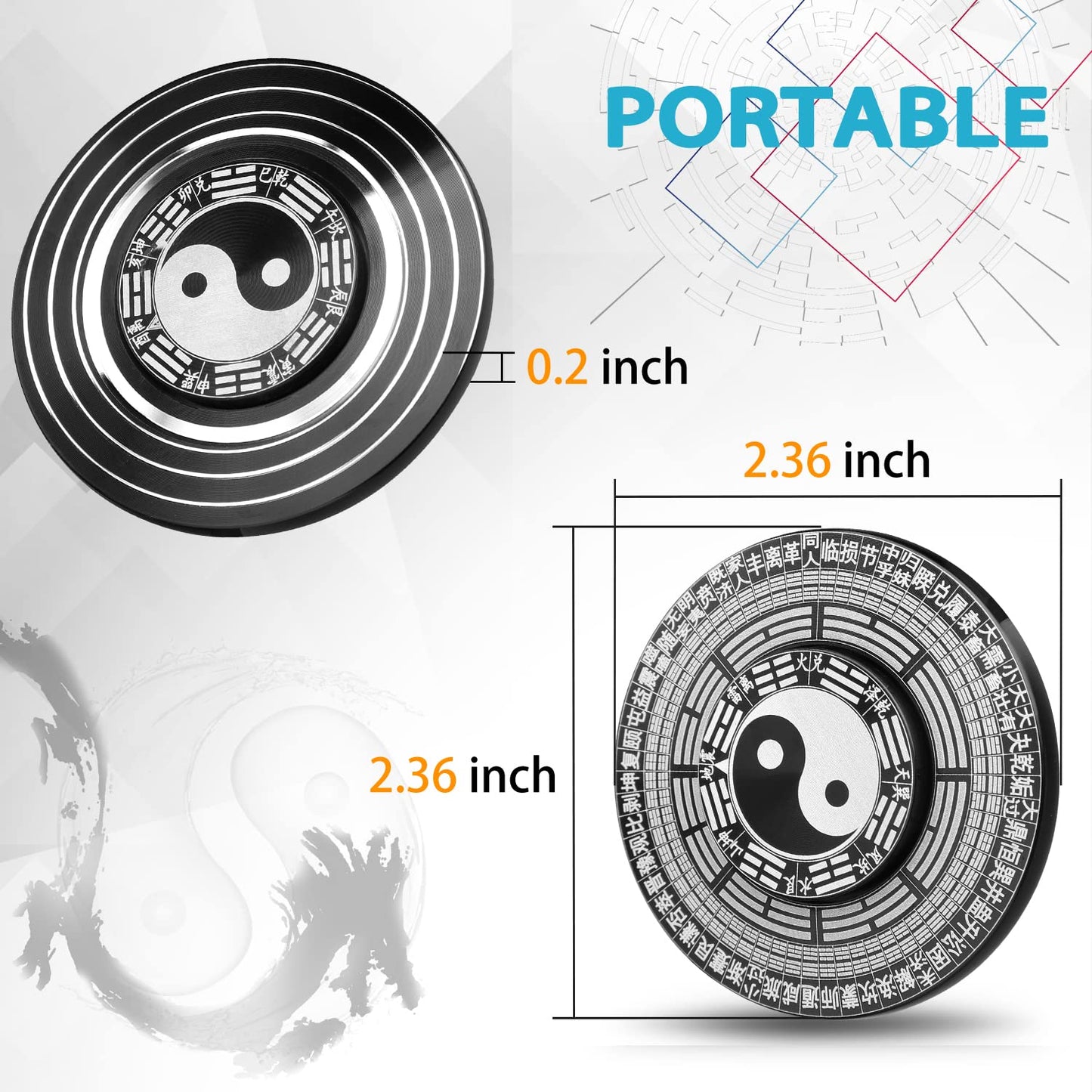 Tragbarer Feng Shui Bagua Tai Chi Gyroskop Kompass